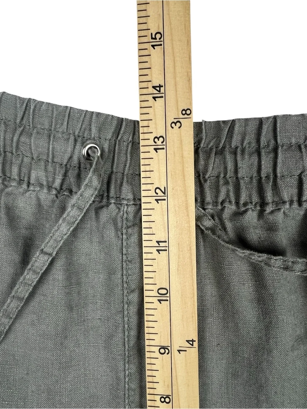 H&M Gray 100% Linen Drawstring Elastic Waist Relaxed Pants Coastal Grandma XXL